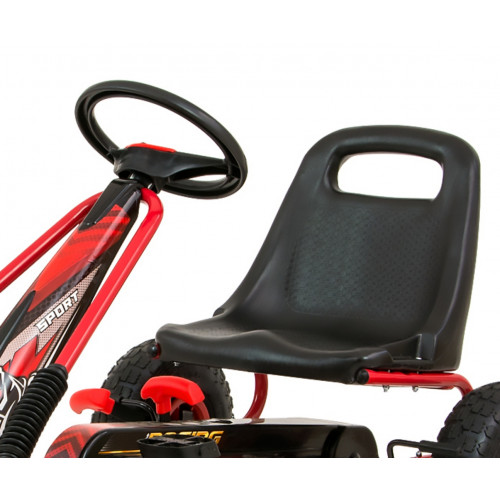 Dětská šlapací motokára THOR – nafukovací kola, brzda, 3–8 let, červená, černá