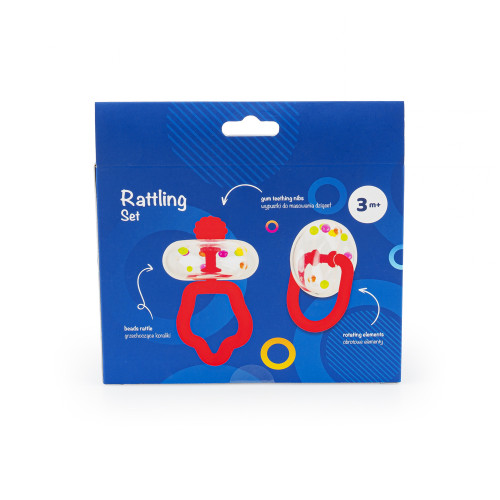 GILIGUMS Sada 2 hrkálok s korálikmi – elegantné balenie, darček, 3m+, červená