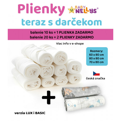 Kvalitné bavlnené plienky TETRA BASIC 60x80cm, 20ks v bal. + 2 ks zadarmo