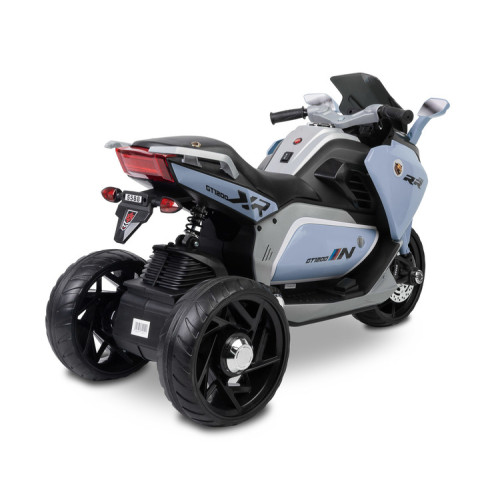 Elektrická trojkolka pre deti TOYZ – 2 motory, LED, USB, modrá