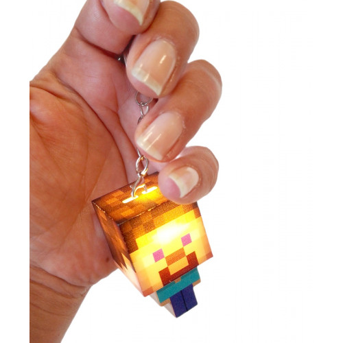 Detská svietiaca kľúčenka Minecraft Steve s krúžkom