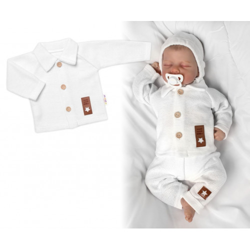 Pletený svetrík s gombíkmi Boy, Baby Nellys, biely, veľ. 74
