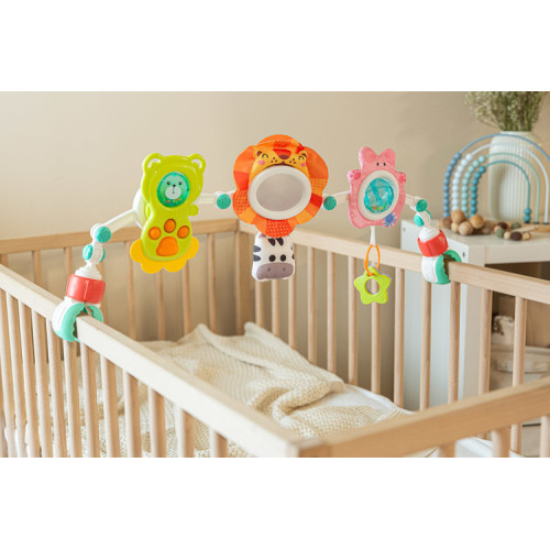 Senzorický oblúk Zebra Toyz – zrkadielko, hrkálky, 0–18 m