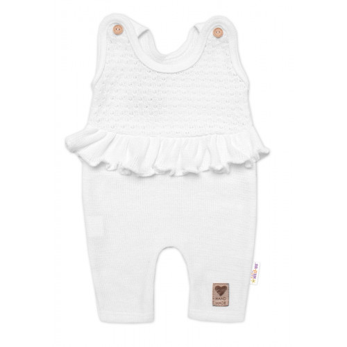 Pletené láclové nohavice Girl s volánikom, Baby Nellys, biele, veľ. 68