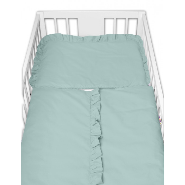 2-dielne bavlnené obliečky s volánikom SOFT, Baby Nellys, vavrínová zelená