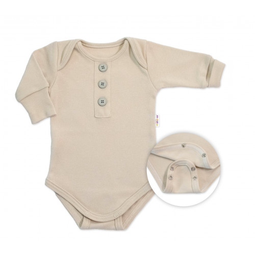 Rastúce body NATURE, dlhý rukáv s gombíkmi, bavlna, béžová, 56/62