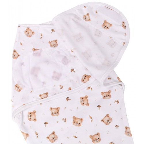 Bavlnený zavinovací vak, zavinovačka Baby Nellys, Bear, biela s potlačou