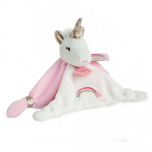 Doudou Darčeková sada - plyšový muchláčik jednorožec ružový 20 cm