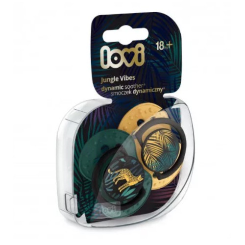 Lovi Silikónové dynamické cumlíky 18m+, Jungle Vibes Boy - horčica/petrolejová