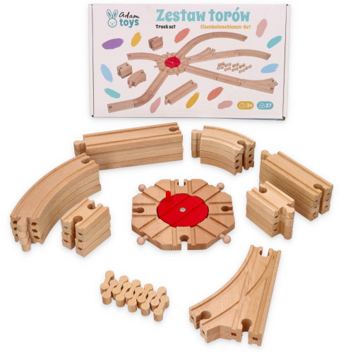 Drevená súprava koľajníc, 37 dielov – Adam Toys