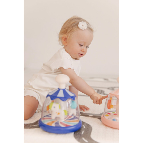 Toyz Edukačná hračka Vlčík s koníkmi – modrá, kolotoč, 6m+