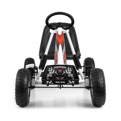 Dětská šlapací motokára THOR – nafukovací kola, brzda, 3–8 let, černá, bílá
