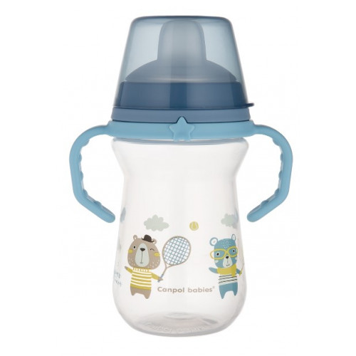 Nevylievací hrnček Canpol Babies s mäkkým náustkom - Bonjour, modrý, 250 ml