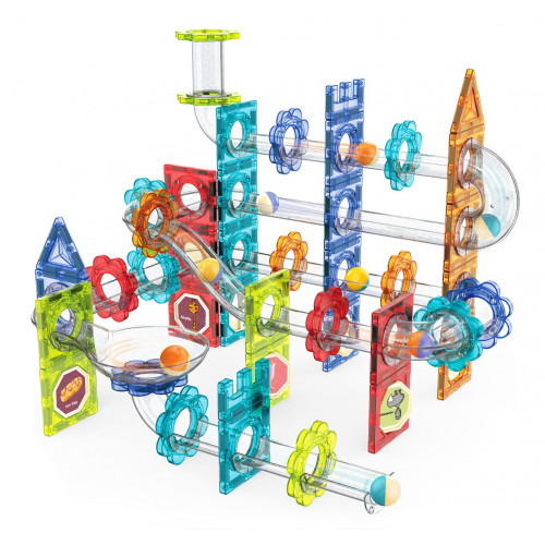 Magnetické stavebné kocky 3D guľôčková dráha 113 ks