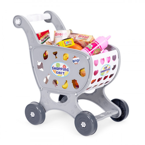 Detský nákupný vozík do supermarketu - šedý