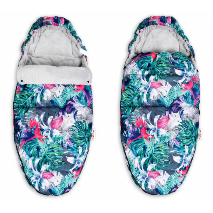 Baby Nellys Fusak maxi s Minky 105x50cm - Flowers, sivý Baby Nellys Fusak maxi s Minky 105x50cm - Flowers, sivý