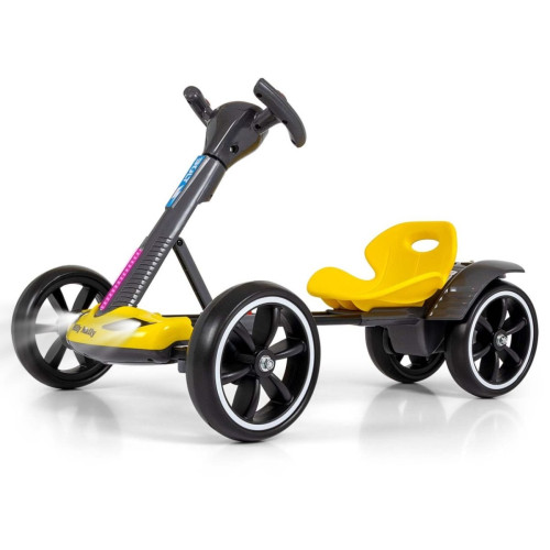 Elektrický gokart BOLT, detská motokára s diaľkovým ovládaním, LED, Bluetooth, žlté