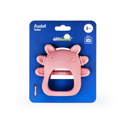 Silikónové hryzátko Axolotl - ružové, 3m+