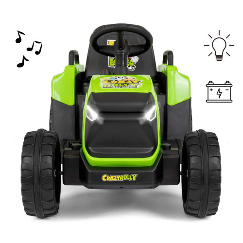 Elektrický traktor s prívesom Rolly 12V, detské autíčko na akumulátor, zelený