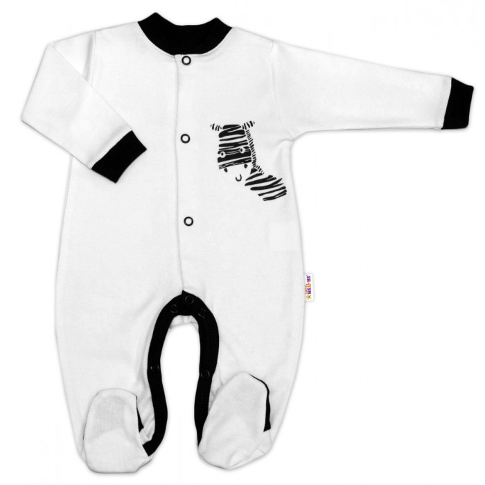 Baby Nellys Bavlnený overal Zebra - bielý, vel. 74