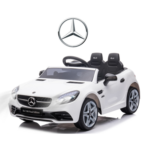 Elektrické autíčko Mercedes SLC-300 s diaľkovým ovládaním a LED svetlami, biele