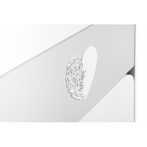 Prebaľovacia komoda Nel s prebaľovacím pultom,
srdiečko - bielé