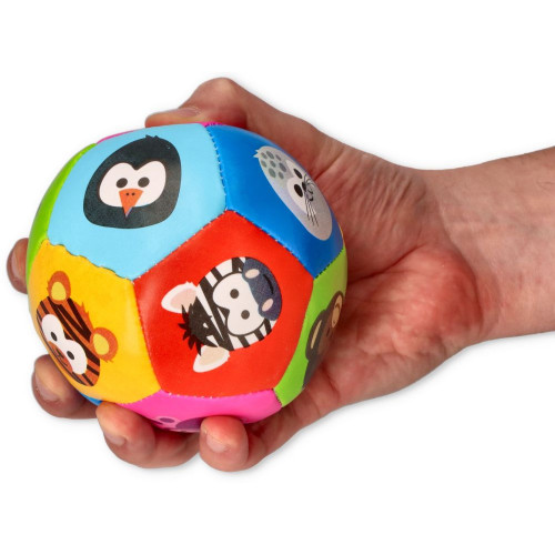 Látková loptička so zvieratkami Nature Planet – senzorická hračka pre bábätká ?10 cm