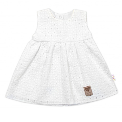 Baby Nellys Ľahké Handmade šatičky Madeira, biele, veľ. 92