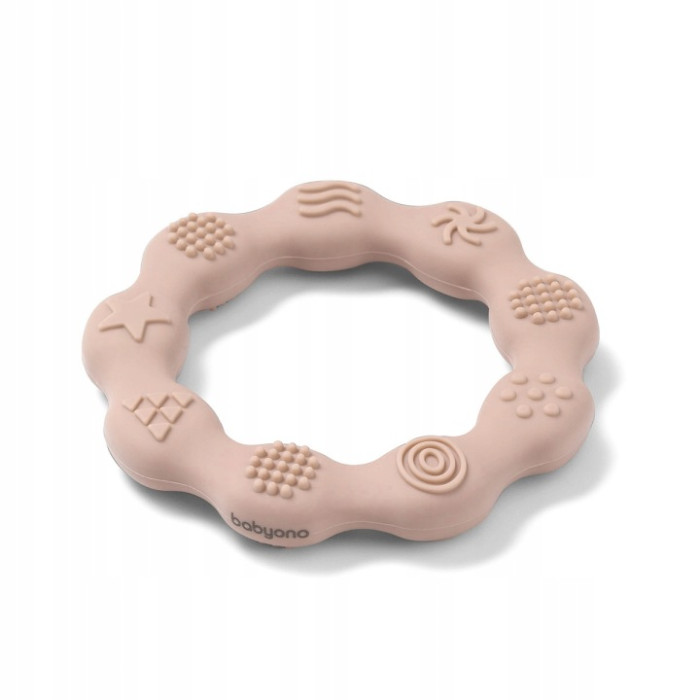 Silikónové hryzátko RING – prerezávanie zúbkov, BPA FREE, senzorické, béžové