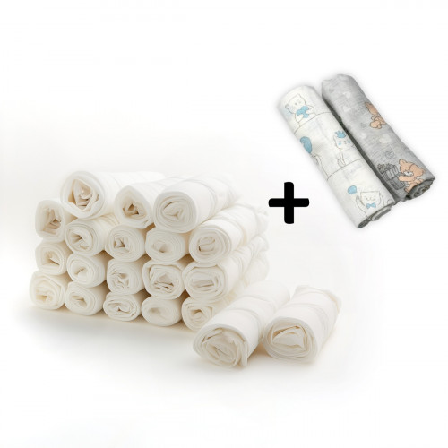 Kvalitné bavlnené plienky TETRA LUX 70x80 cm, 20 ks v balení + 2 zadarmo