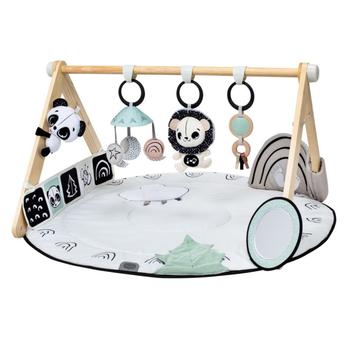 Hracia deka s tyčkou Tiny Love Décor – čiernobiela, drevený stojan