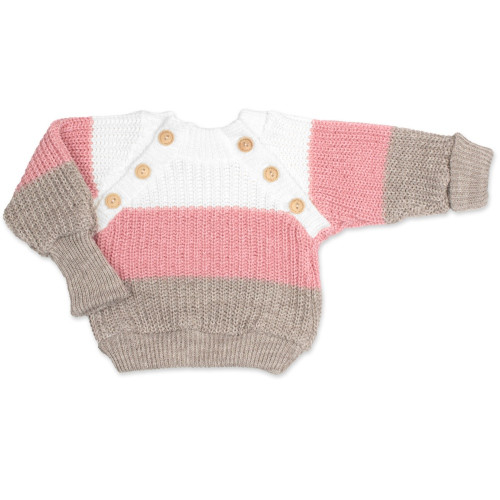 Rastúci pletený svetrík a nohavice s gombíkmi Girl, 2D - prúžky