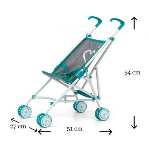 Golfový kočík pre bábiky Milly Mally Julia Prestige, mátová/sivá