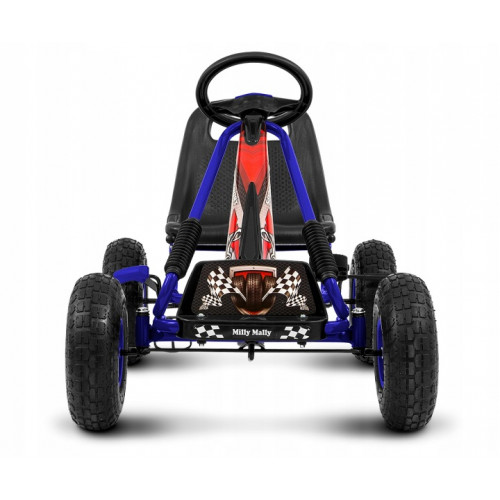 Dětská šlapací motokára THOR – nafukovací kola, brzda, 3–8 let, černá, modrá