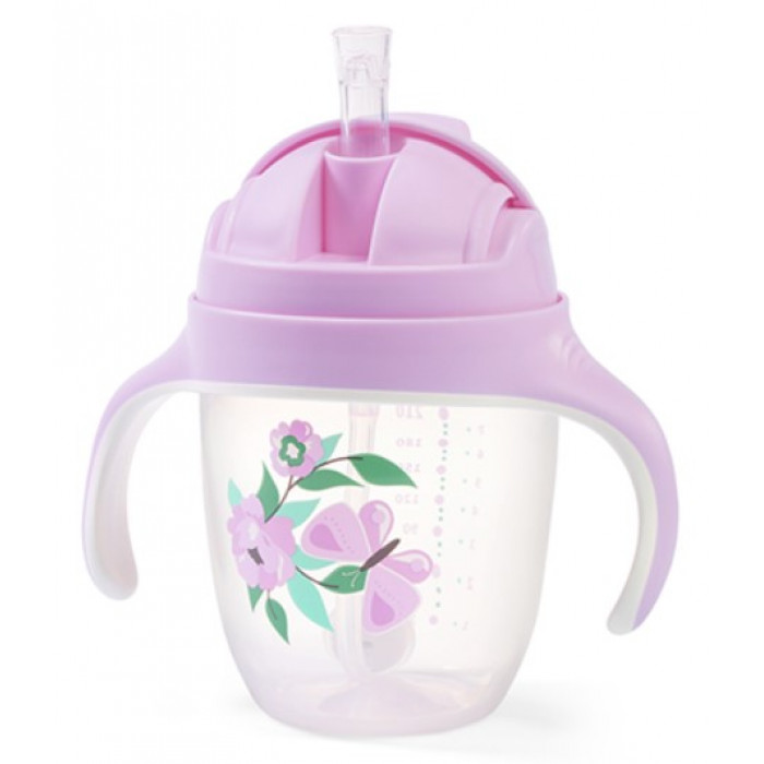 Nekvapkajúci hrnček so zaťaženou slamkou BabyOno, 240 ml, lila