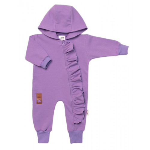 Teplákový overal s volánikom a kapucňou GIRL, Baby Nellys, fialový, veľ. 68