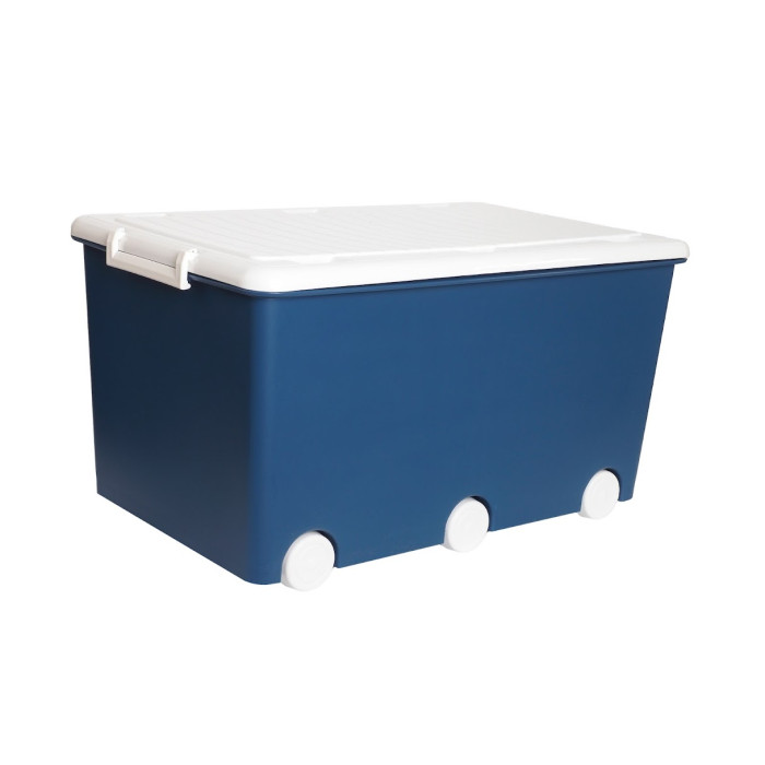 Box na hračky Tega Baby 60 l – úložný box s vekom a kolieskami, modrý