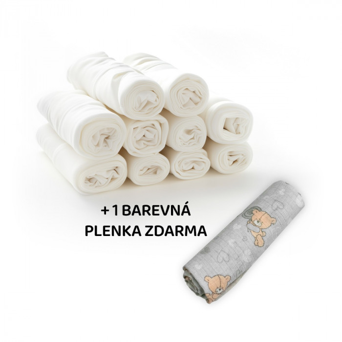 Kvalitné bavlnené plienky TETRA BASIC 80x80cm, 10ks v bal. + 1 ks zadarmo