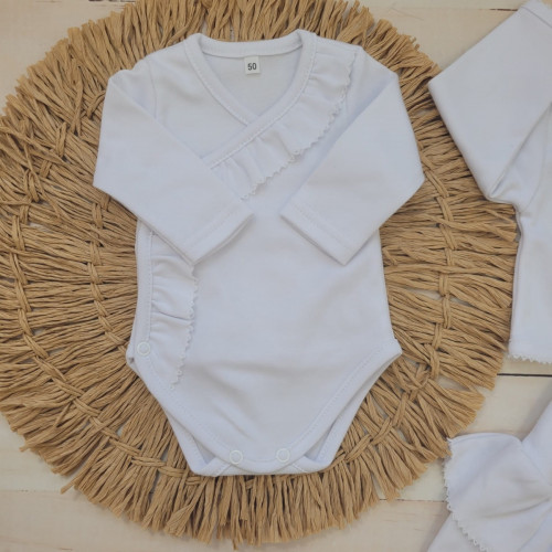 4-dielna bavlnená sada pre bábätko do pôrodnice, biela