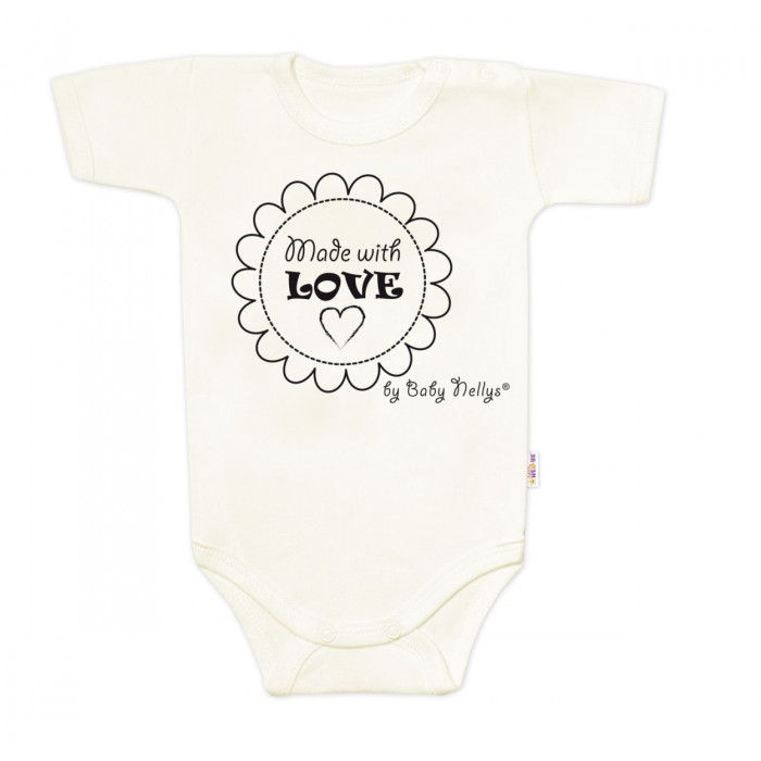 Body krátky rukáv Baby Nellys, Made with love, ecru