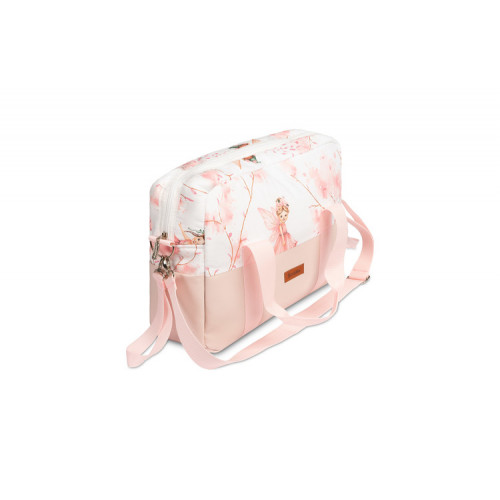 Taška ku kočíku, ekokoža, Víla Ema, ružová, biela