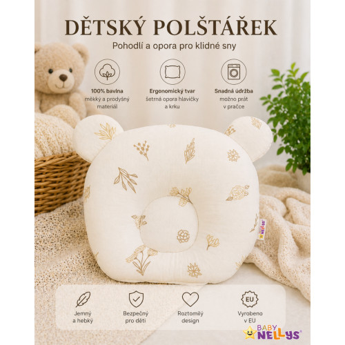 Mušelínový tvarovaný vankúš Louka Nature, béžová