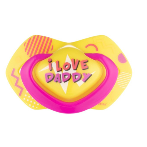 Canpol Babies 2 ks symetrických silikónových cumlíkov, 0-6m, Neon Love Baby, ružovo, žltá