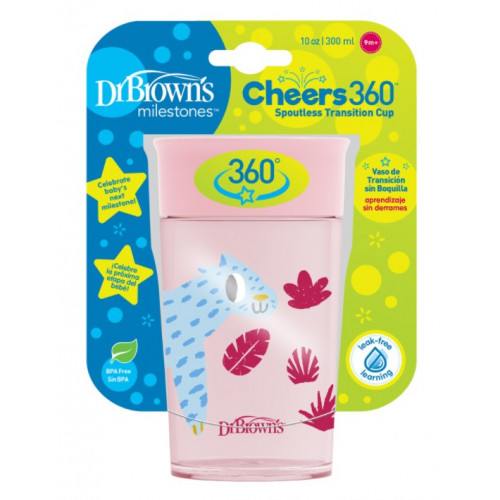Dr.Browns Kúzelný hrnček Cheers 360 °, 9 m+, sv.ružový