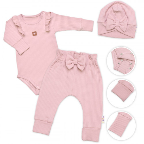 Rebrovaná rastúca súprava 3D, Baby Girl - pudrovo rúžová
