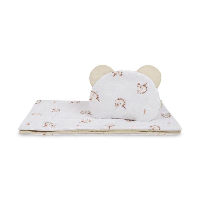 Sada do kočíka Jednorožec, bavlnená 54 × 74 cm + vankúšik 28 × 36 cm, béžová