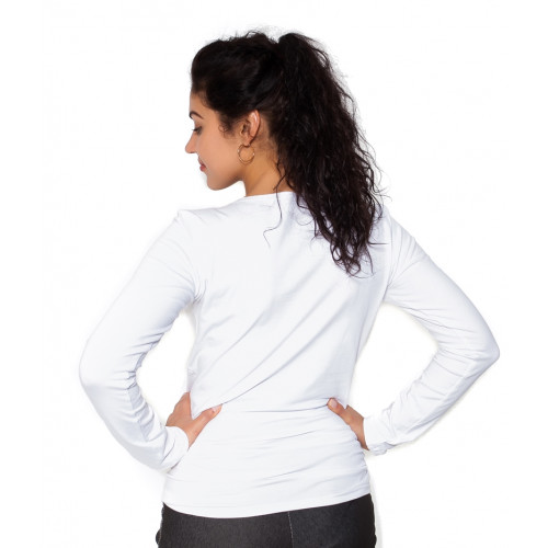 Be MaaMaa Tehotenské  tričko dlhý rukáv Kiss - biele