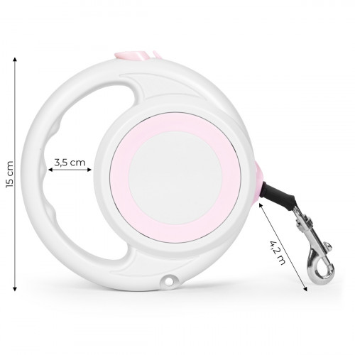 Samonavíjacie vodítko s brzdou pre psa 4,2 m, biele