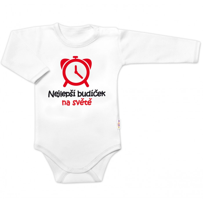 Body dlhý rukáv Nejlepší budíček na světě, Baby Nellys, biele, veľ. 62