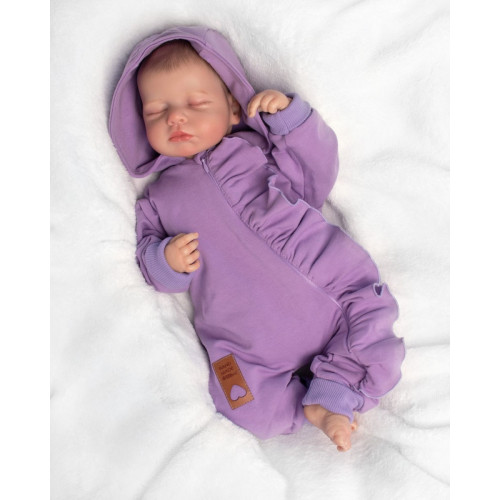Teplákový overal s volánikom a kapucňou GIRL, Baby Nellys, fialový, veľ. 62